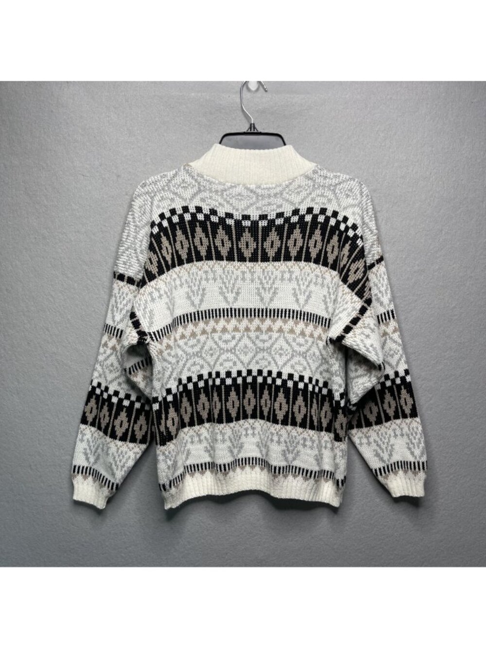 Croquet Club Womens Vintage Sweater M Made In USA Geometric Pattern Crewneck - Picture 4 of 6